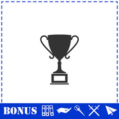 Sports cup icon flat
