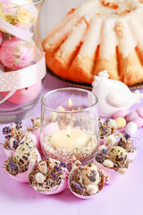 How to make Easter table decoration with egg shells, spanish moss and catkins