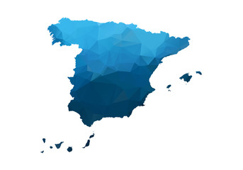 Vector Map - Blue Geometric Rumpled Triangular. Low poly map of Afghanistan. contour/shape map isolated on white background. © ImagineWorld