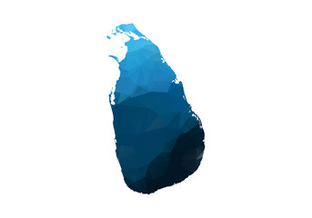 Vector Map - Blue Geometric Rumpled Triangular. Low poly map of Afghanistan. contour/shape map isolated on white background.