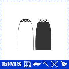 Salt and pepper shakers icon flat
