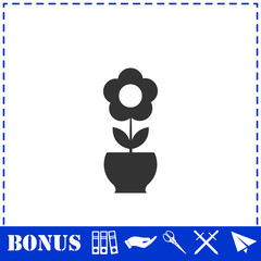 Obraz premium Flower pot icon flat