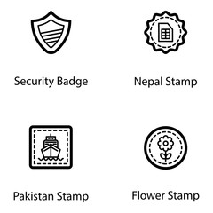 Stamp Logos Line Icons Pack 