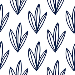 Leaves in Scandinavian style, seamless pattern background. Design for fabric, wrapping, textile, wallpaper, apparel.