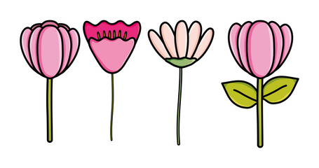 cute flowers garden decorative icon