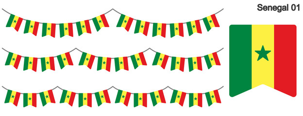 Fototapeta na wymiar セネガルの国旗のガーラーンド　ベクターデータ（bunting garland）