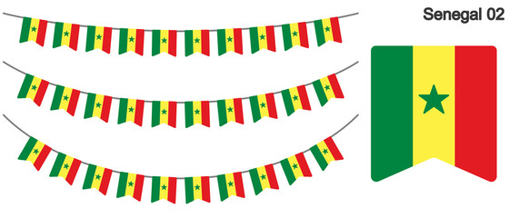 セネガルの国旗のガーラーンド　ベクターデータ（bunting garland）