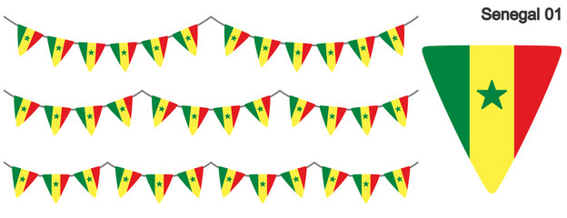 セネガルの国旗のガーラーンド　ベクターデータ（bunting garland）