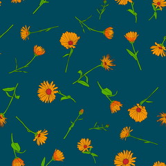 vector seamless pattern with flowers