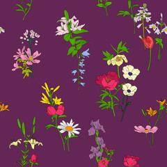 vector seamless pattern with flowers