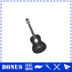 Fototapeta na wymiar Acoustic guitar icon flat