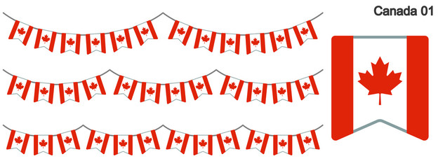 カナダの国旗のガーラーンド　ベクターデータ（bunting garland）