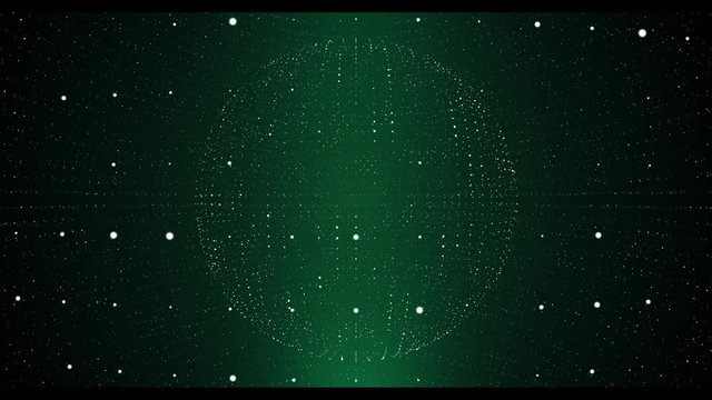 Abstract particles sphere background. Motion Graphics 4K animation.
