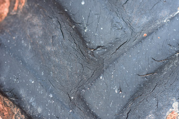 Texture and cracked on the  big old Tractor tire..