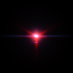 Lens flare Red light special effect Black background