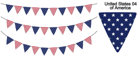 Fototapeta premium アメリカの国旗のガーラーンド ベクターデータ（bunting garland）