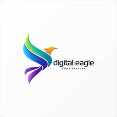 awesome digital eagle logo design