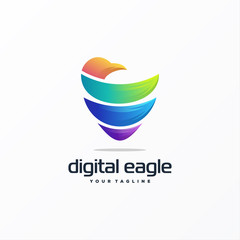 awesome digital eagle logo design