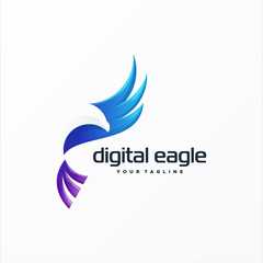 awesome digital eagle logo design