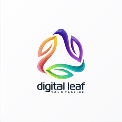 awesome digital leaf logo design