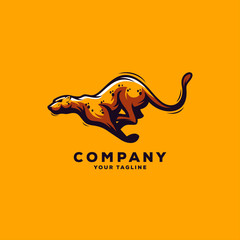 awesome running cheetah logo design