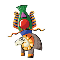 Ancient Egypt head of god source of Nile Khnum cartoon vector