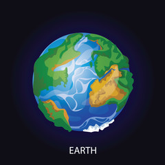 Planet Earth 3D cartoon vector illustration