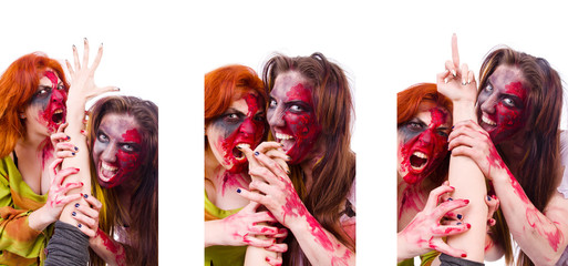 Woman vampire isolated on the background