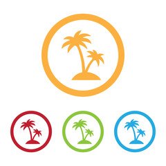 Colorful Palm Tree Icons With Rings