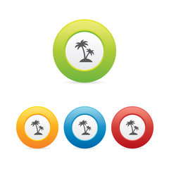 Colorful Set of Palm Tree Round Icons