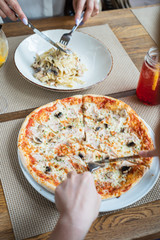 pizza in the italian restaurant