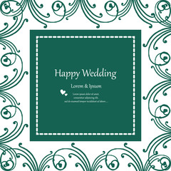 Ornate wallpaper with branches flowers, for invitation card happy wedding. Vector