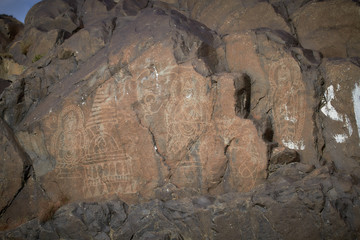 Buddhist Rock Art carving along the routes in Gilgit-Baltistan of Pakistan