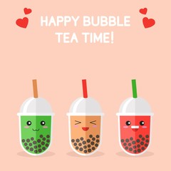 Bubble tea or Pearl milk tea cartoon