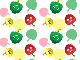 Cute Bell Pepper Cartoon Background Seamless Wallpaper