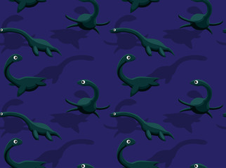 Sea Dinosaur Elasmosaurus Cartoon Background Seamless Wallpaper