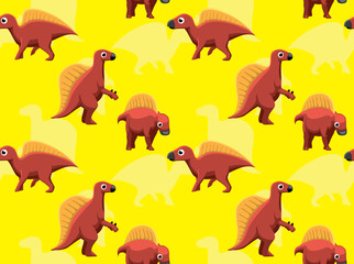 Naklejka premium Dinosaur Ouranosaurus Cartoon Background Seamless Wallpaper