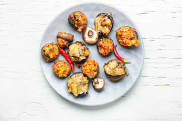 Mushrooms stuffed with vegetables