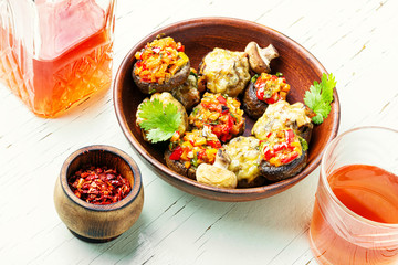 Mushrooms stuffed with vegetables