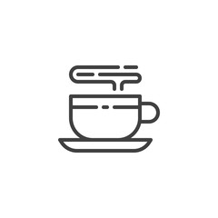 Hot coffee cup line icon. linear style sign for mobile concept and web design. Cup of tea outline vector icon. Coffee break symbol, logo illustration. Vector graphics