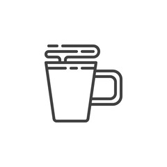 Hot coffee mug line icon. linear style sign for mobile concept and web design. Aroma tea cup outline vector icon. Symbol, logo illustration. Vector graphics