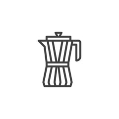 Moka coffee maker line icon. linear style sign for mobile concept and web design. Moka pot, Kettle outline vector icon. Symbol, logo illustration. Vector graphics