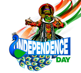 vector festive illustration of independence day in India celebration on August 15. 