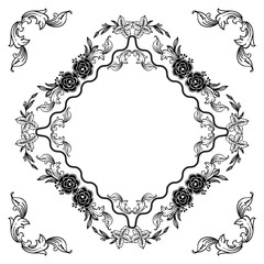 Wreath and leaves, with unique frame, wallpaper of cards. Vector