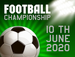 football modern sports poster cup design banner with 3d realistic shiny ball. football tournament Illustration banner logo realistic soccer ball. posters design flyer set soccer championship template