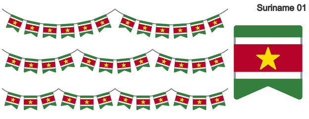 スリナムの国旗のガーラーンド　ベクターデータ（bunting garland）