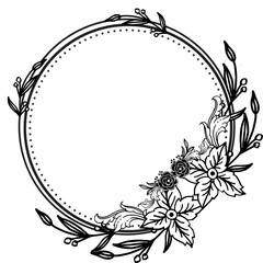 Wreath and leaves, with unique frame, wallpaper of cards. Vector