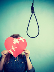 Suicidal woman after relationship breakup