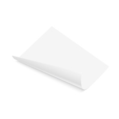 Sheet of paper with curved corner. Vector