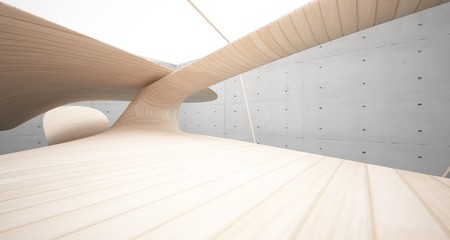 Obraz premium Empty dark abstract concrete and wood smooth interior. Architectural background. 3D illustration and rendering